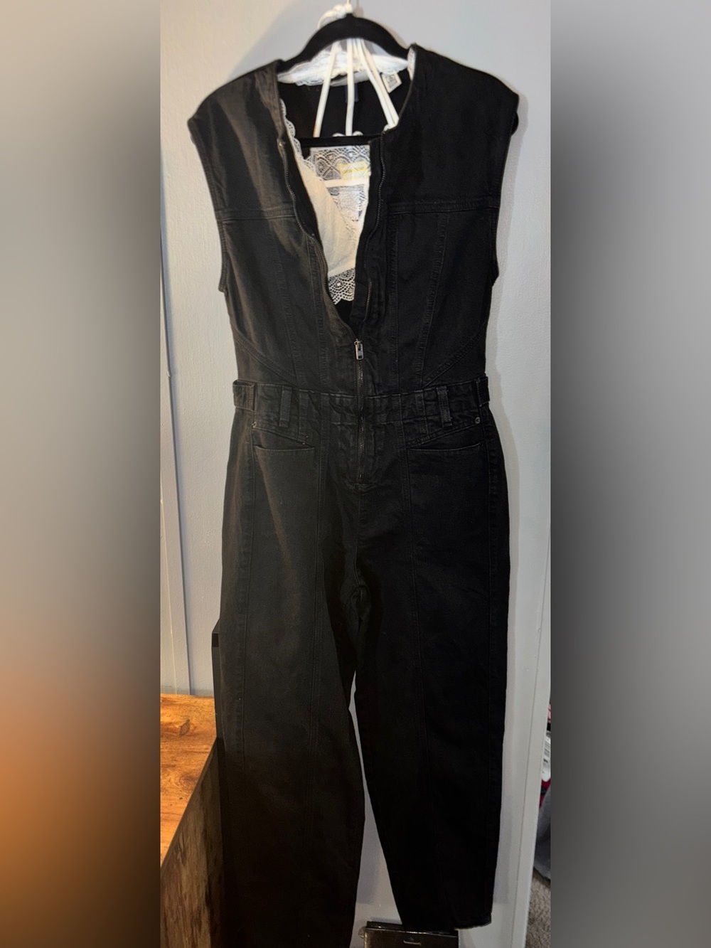 Universal Thread Black Sleeveless Zip-Front Jumpsuit